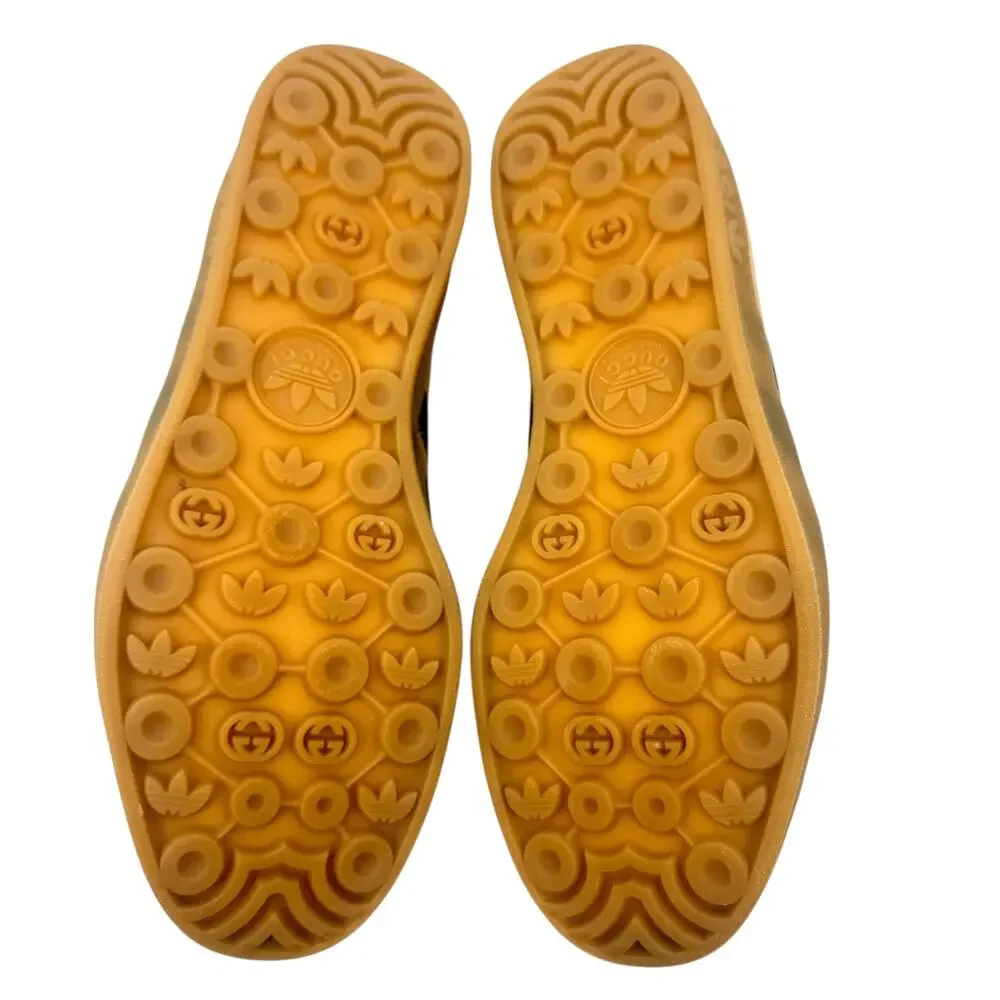 Gucci X Adidas Gazelle Metallic Lace Up Leather Sneakers Gold Size 9.5